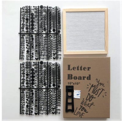 Πίνακας από φελλό 10x10 ιντσών Διακόσμηση τοίχου Felt Letterboard Oak Wood Message Board 450 Letters Τσάντα σχεδίασης Felt Letter Board Διακόσμηση σπιτιού