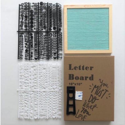 Πίνακας από φελλό 10x10 ιντσών Διακόσμηση τοίχου Felt Letterboard Oak Wood Message Board 450 Letters Τσάντα σχεδίασης Felt Letter Board Διακόσμηση σπιτιού