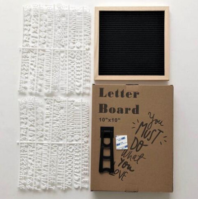 Πίνακας από φελλό 10x10 ιντσών Διακόσμηση τοίχου Felt Letterboard Oak Wood Message Board 450 Letters Τσάντα σχεδίασης Felt Letter Board Διακόσμηση σπιτιού