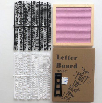 Πίνακας από φελλό 10x10 ιντσών Διακόσμηση τοίχου Felt Letterboard Oak Wood Message Board 450 Letters Τσάντα σχεδίασης Felt Letter Board Διακόσμηση σπιτιού