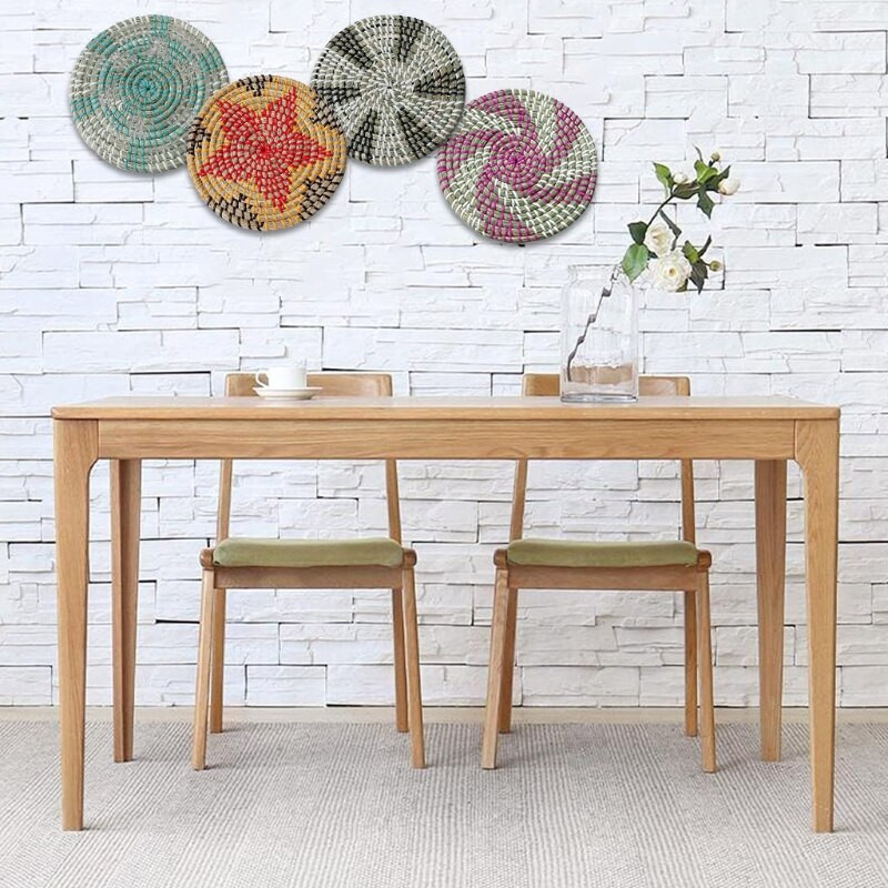 Υφαντό Καλάθι Διακόσμηση τοίχου Τέχνη τοίχου Seagrass Διακοσμητικό μπολ Δίσκος Boho Κρεμαστός τοίχος Διακόσμηση καλαθιού τοίχου για σαλόνι υπνοδωμάτιο κουζίνα