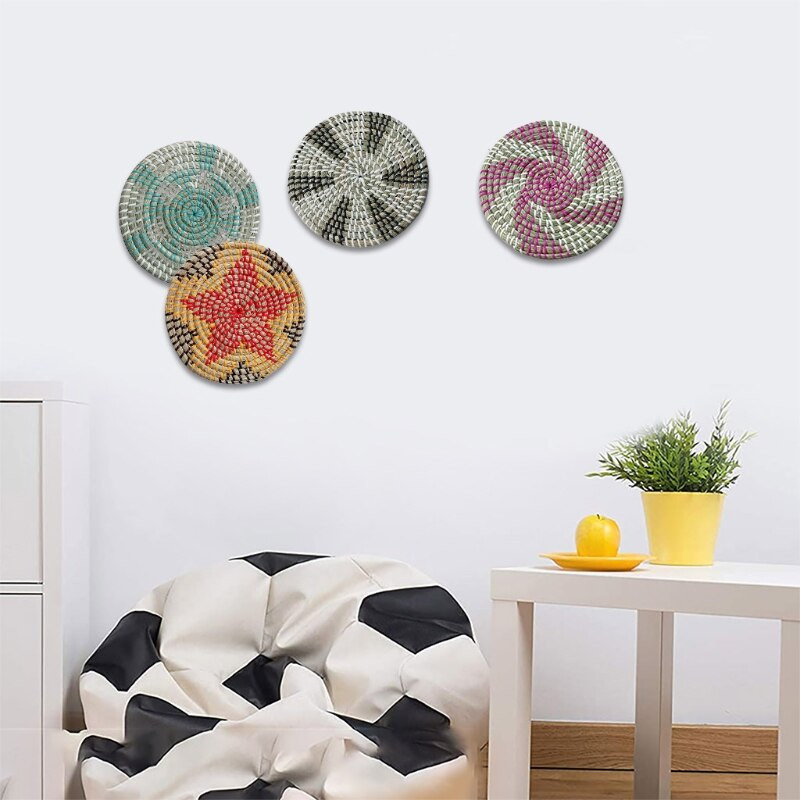 Υφαντό Καλάθι Διακόσμηση τοίχου Τέχνη τοίχου Seagrass Διακοσμητικό μπολ Δίσκος Boho Κρεμαστός τοίχος Διακόσμηση καλαθιού τοίχου για σαλόνι υπνοδωμάτιο κουζίνα