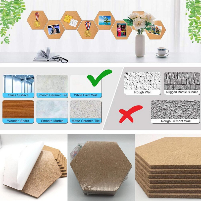 4db Irodai Fali Üzenet Fénykép Háttér Rajz Öntapadó Parafatábla Dekoráció Hatszögletű matricák Bulletin Multifunkciós
