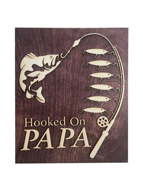 Εξατομικευμένη πινακίδα ονόματος μπαμπά Ξύλινη διακόσμηση σπιτιού Δώρο στολίδια γραφείου Παγκόσμια πλάκα ψαρέματος DIY Signature Board