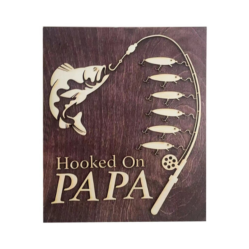 Εξατομικευμένη πινακίδα ονόματος μπαμπά Ξύλινη διακόσμηση σπιτιού Δώρο στολίδια γραφείου Παγκόσμια πλάκα ψαρέματος DIY Signature Board