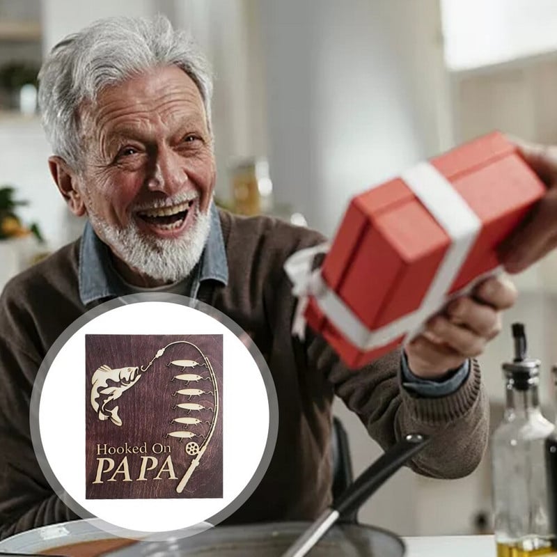 Εξατομικευμένη πινακίδα ονόματος μπαμπά Ξύλινη διακόσμηση σπιτιού Δώρο στολίδια γραφείου Παγκόσμια πλάκα ψαρέματος DIY Signature Board