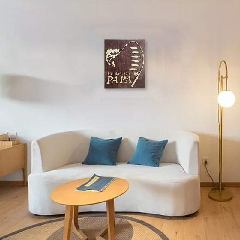 Εξατομικευμένη πινακίδα ονόματος μπαμπά Ξύλινη διακόσμηση σπιτιού Δώρο στολίδια γραφείου Παγκόσμια πλάκα ψαρέματος DIY Signature Board