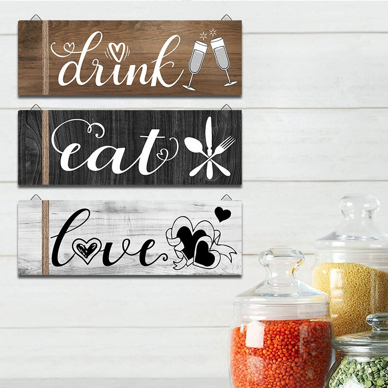 Új dekoráció Szoba Fa akasztós táblák Fa plakett családi táblákhoz Otthon Kávézó Konyha Fürdőszoba dekoráció Ajtó falak dekoráció