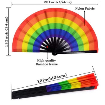 Διακόσμηση Φορητό στυλ Rainbow Folding Fan Party Wedding Art Craft Πολύχρωμο Οικιακό Πρακτικό Χέρι Μπαμπού Bone Ανθεκτικό