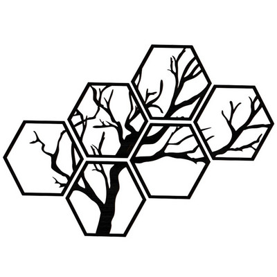 Αυτοκόλλητο τοίχου Εξάγωνο 3D Splicing Κλαδιά Εξάγωνο Peel And Stick Art Wall 6 τμχ Αυτοκόλλητη κηρήθρα Wall Craft