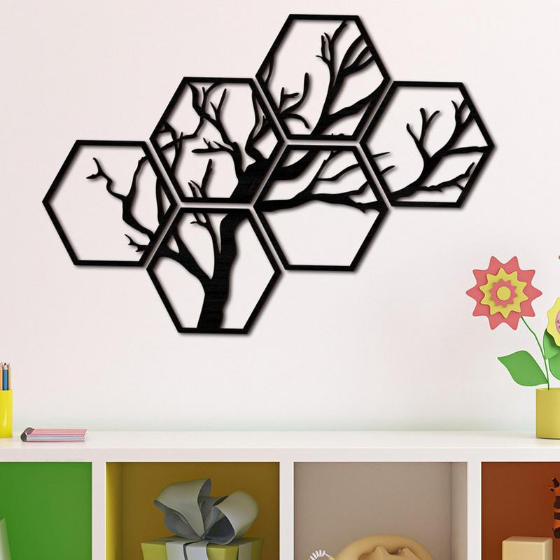 Αυτοκόλλητο τοίχου Εξάγωνο 3D Splicing Κλαδιά Εξάγωνο Peel And Stick Art Wall 6 τμχ Αυτοκόλλητη κηρήθρα Wall Craft