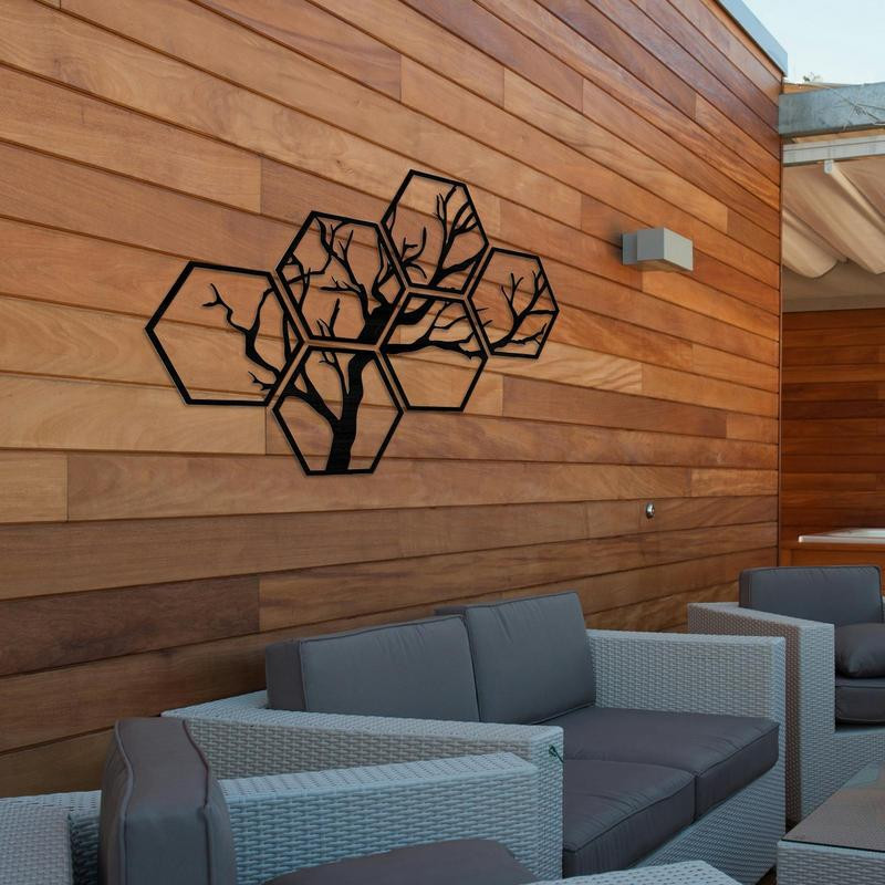 Αυτοκόλλητο τοίχου Εξάγωνο 3D Splicing Κλαδιά Εξάγωνο Peel And Stick Art Wall 6 τμχ Αυτοκόλλητη κηρήθρα Wall Craft