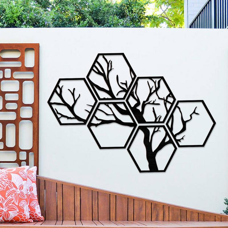 Αυτοκόλλητο τοίχου Εξάγωνο 3D Splicing Κλαδιά Εξάγωνο Peel And Stick Art Wall 6 τμχ Αυτοκόλλητη κηρήθρα Wall Craft