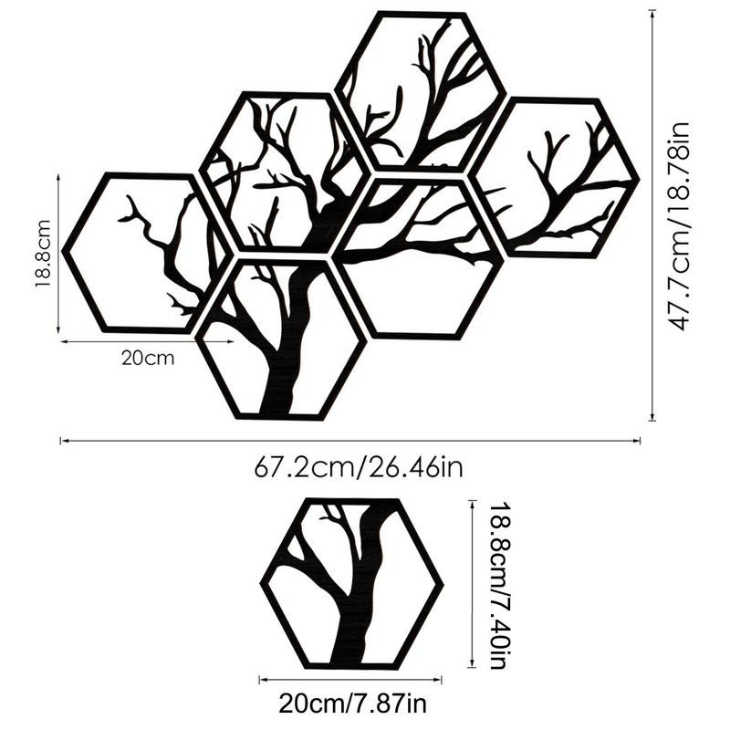 Αυτοκόλλητο τοίχου Εξάγωνο 3D Splicing Κλαδιά Εξάγωνο Peel And Stick Art Wall 6 τμχ Αυτοκόλλητη κηρήθρα Wall Craft