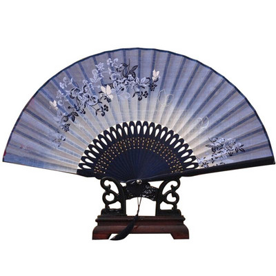 Ventiliatoriaus sulankstoma ranka Gėlėta rankinė vėduoklė, skirta sulankstomam kutui skalbiniams su kiniško šilko popieriaus audinio gėlių žiedais