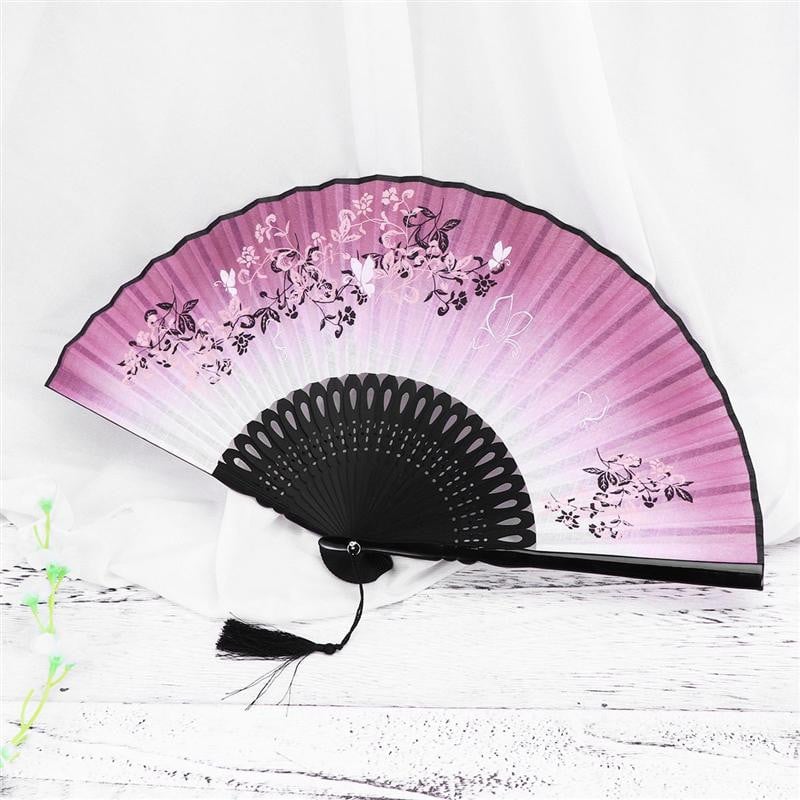 Ventiliatoriaus sulankstoma ranka Gėlėta rankinė vėduoklė, skirta sulankstomam kutui skalbiniams su kiniško šilko popieriaus audinio gėlių žiedais