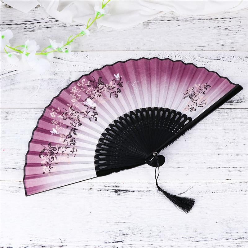 Ventiliatoriaus sulankstoma ranka Gėlėta rankinė vėduoklė, skirta sulankstomam kutui skalbiniams su kiniško šilko popieriaus audinio gėlių žiedais