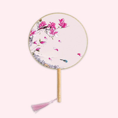 1 vnt. grupės ventiliatoriaus medinė rankena permatoma Hanfu grupės gerbėjų rūmų ventiliatoriaus kinų stiliaus medinė rankena Šilko apvali ventiliatoriaus fotografija