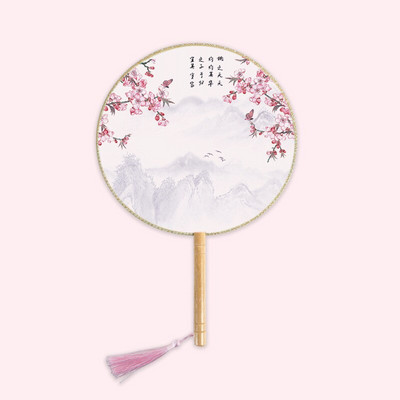 1 vnt. grupės ventiliatoriaus medinė rankena permatoma Hanfu grupės gerbėjų rūmų ventiliatoriaus kinų stiliaus medinė rankena Šilko apvali ventiliatoriaus fotografija