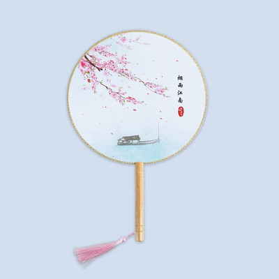 1 vnt. grupės ventiliatoriaus medinė rankena permatoma Hanfu grupės gerbėjų rūmų ventiliatoriaus kinų stiliaus medinė rankena Šilko apvali ventiliatoriaus fotografija