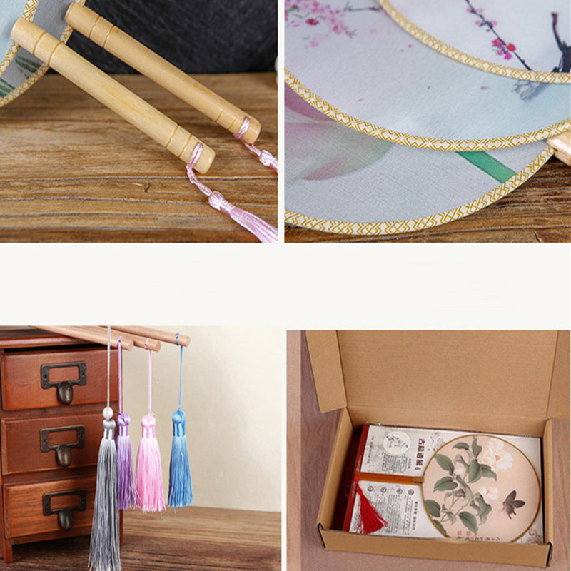 1 vnt. grupės ventiliatoriaus medinė rankena permatoma Hanfu grupės gerbėjų rūmų ventiliatoriaus kinų stiliaus medinė rankena Šilko apvali ventiliatoriaus fotografija