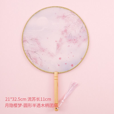 Apvalios formos permatomas siuvinėtas šilko ventiliatorius amatai dovanos namų dekoravimas Hanfu animacijos aksesuarai kinų stiliaus nešiojamas ventiliatorius