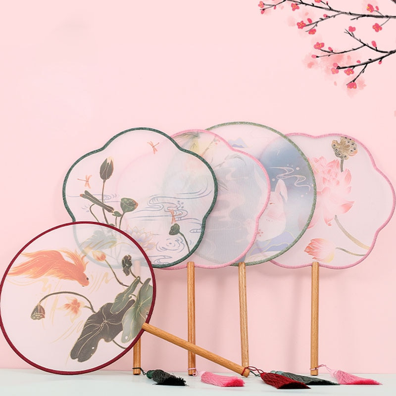 Apvalios formos permatomas siuvinėtas šilko ventiliatorius amatai dovanos namų dekoravimas Hanfu animacijos aksesuarai kinų stiliaus nešiojamas ventiliatorius