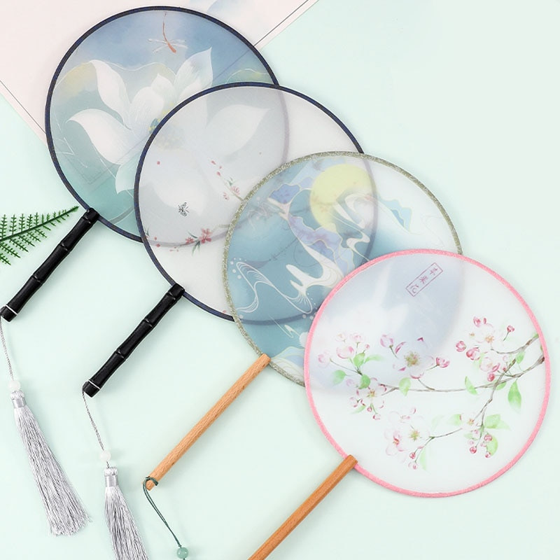 Apvalios formos permatomas siuvinėtas šilko ventiliatorius amatai dovanos namų dekoravimas Hanfu animacijos aksesuarai kinų stiliaus nešiojamas ventiliatorius