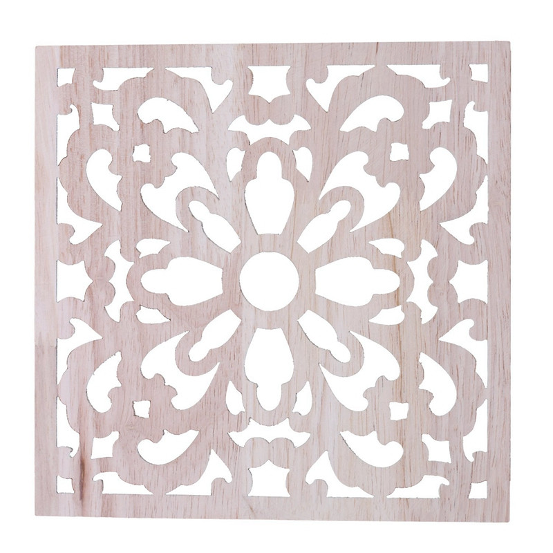 2X Λαστιχένιο ξυλόγλυπτο Floral Decal Craft Onlay Απλικέ Έπιπλα DIY Decor F:20X20cm & 15cm Type A