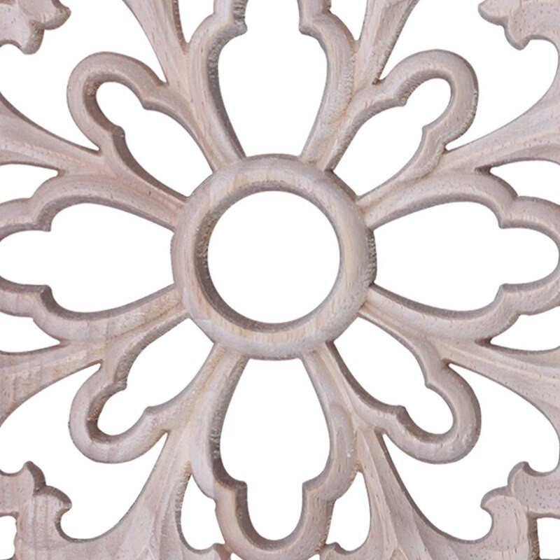 2X Λαστιχένιο ξυλόγλυπτο Floral Decal Craft Onlay Απλικέ Έπιπλα DIY Decor F:20X20cm & 15cm Type A