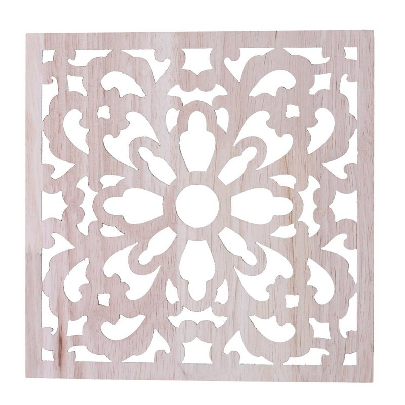 2X Λαστιχένιο ξυλόγλυπτο Floral Decal Craft Onlay Απλικέ Έπιπλα DIY Decor F:20X20cm & 15cm Type A