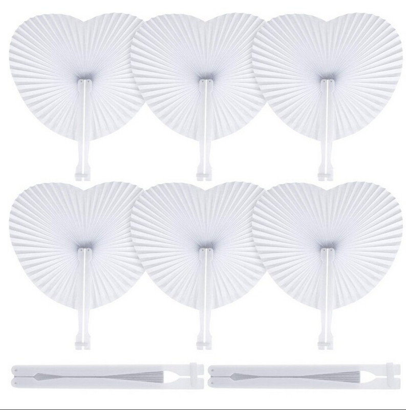 12 buc evantai de hârtie de vară pentru decorarea nunții inimă rotundă pliabilă de evantai de mână pentru decorarea zilei de naștere