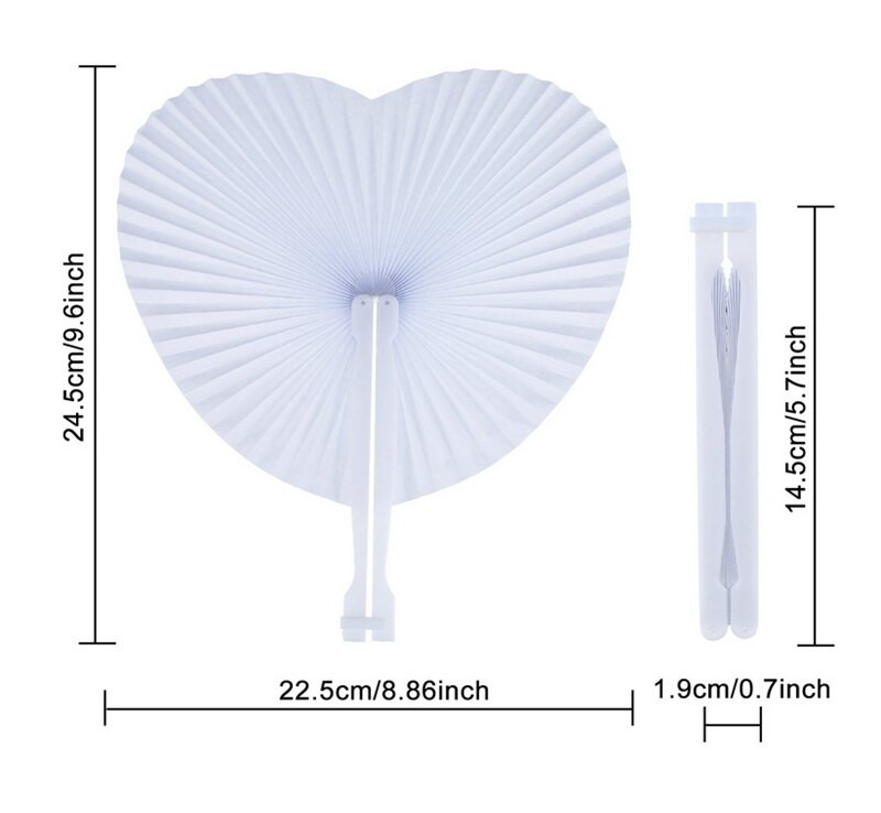 12 buc evantai de hârtie de vară pentru decorarea nunții inimă rotundă pliabilă de evantai de mână pentru decorarea zilei de naștere