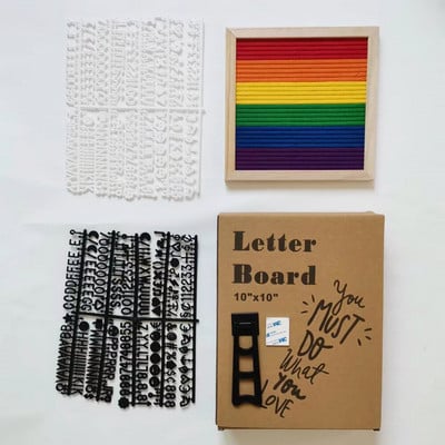 Πίνακας μηνυμάτων ξύλου 10x10 ιντσών Διακόσμηση τοίχου από φελλό Felt Letterboard Oak 460 γράμματα Τσάντα σχεδίασης Felt Letter Board Διακόσμηση σπιτιού