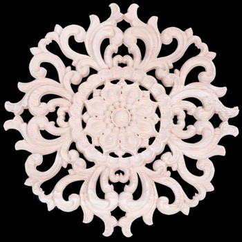 2X Λαστιχένιο ξυλόγλυπτο Floral Decal Craft Onlay Απλικέ Έπιπλα DIY Decor F:20X20cm & 15cm Type A