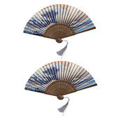 2X japán kézi összecsukható ventilátor, hagyományos japán Ukiyo-E művészeti nyomatokkal