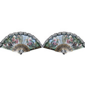 2X spanyol stílusú kézi legyező dekoratív kivitelű bazsarózsa virág