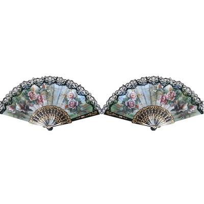 Naujas-2X ispaniško stiliaus rankų ventiliatoriaus dekoratyvinis dizainas bijūnų gėlė