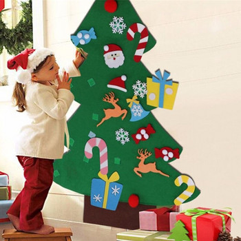 Βιτρίνα στολισμός χριστουγεννιάτικου δέντρου DIY τσόχα με αποσπώμενα στολίδια Χριστουγεννιάτικα δώρα για παιδικά παλτό Διακόσμηση πόρτας τοίχου