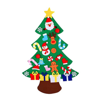 Витрина за украса за коледно дърво Направи си сам филц със свалящи се орнаменти Коледни подаръци за деца Закачалка за палто Декорация на врата на стена