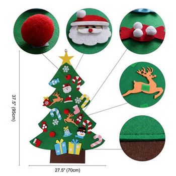 Витрина за украса за коледно дърво Направи си сам филц със свалящи се орнаменти Коледни подаръци за деца Закачалка за палто Декорация на врата на стена