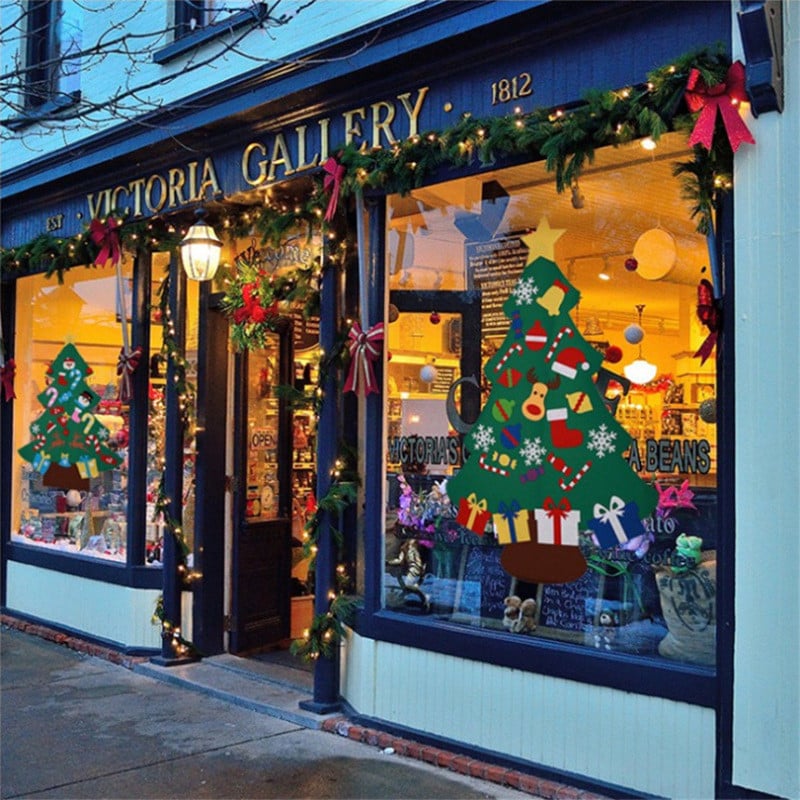 Βιτρίνα στολισμός χριστουγεννιάτικου δέντρου DIY τσόχα με αποσπώμενα στολίδια Χριστουγεννιάτικα δώρα για παιδικά παλτό Διακόσμηση πόρτας τοίχου