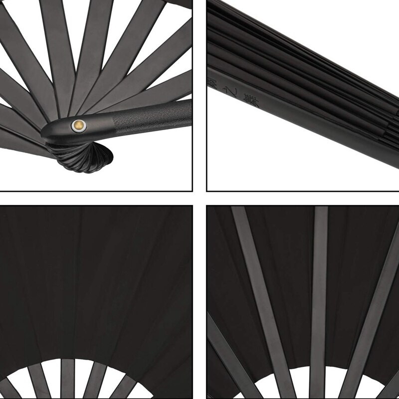 2 db Nagy összecsukható ventilátor nylon vászon kézi összecsukható ventilátor kínai kung fu tai chi ventilátor fekete dekoráció összecsukható kézi ventilátor partira