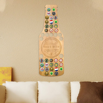 Дървена стойка за капачки за бирени бутилки Държач за колекция от бирени капачки Дисплейна дъска Монтирана на стена Художествени занаяти Домашен бар Висяща декоративна дъска