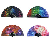 Ventilator de mână mare pliabil, 1 bucată, cu punct pliabil, imprimeu curcubeu, evantai de mână festiv, 33 cm, evantai de mână, pliabil, pentru cadouri