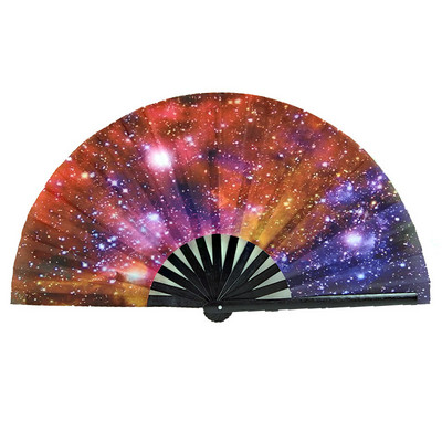 Ventilator de mână mare pliabil, 1 bucată, cu punct pliabil, imprimeu curcubeu, evantai de mână festiv, 33 cm, evantai de mână, pliabil, pentru cadouri