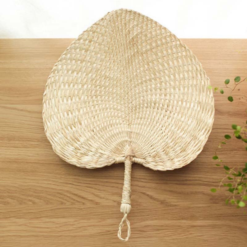 3X Cool baba szúnyogriasztó ventilátor nyári kézikönyv szalma kézi ventilátorok pálmalevél