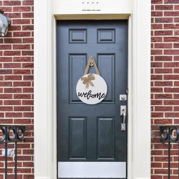 Πινακίδα μπροστινής πόρτας Στρογγυλή ξύλινη κρεμαστή πινακίδα με παπιγιόν αγροικία Ρουστίκ διακοσμητικά κρεμαστά πόρτας Καλωσόρισμα Πινακίδα Διακοσμήσεις βεράντας Νέα