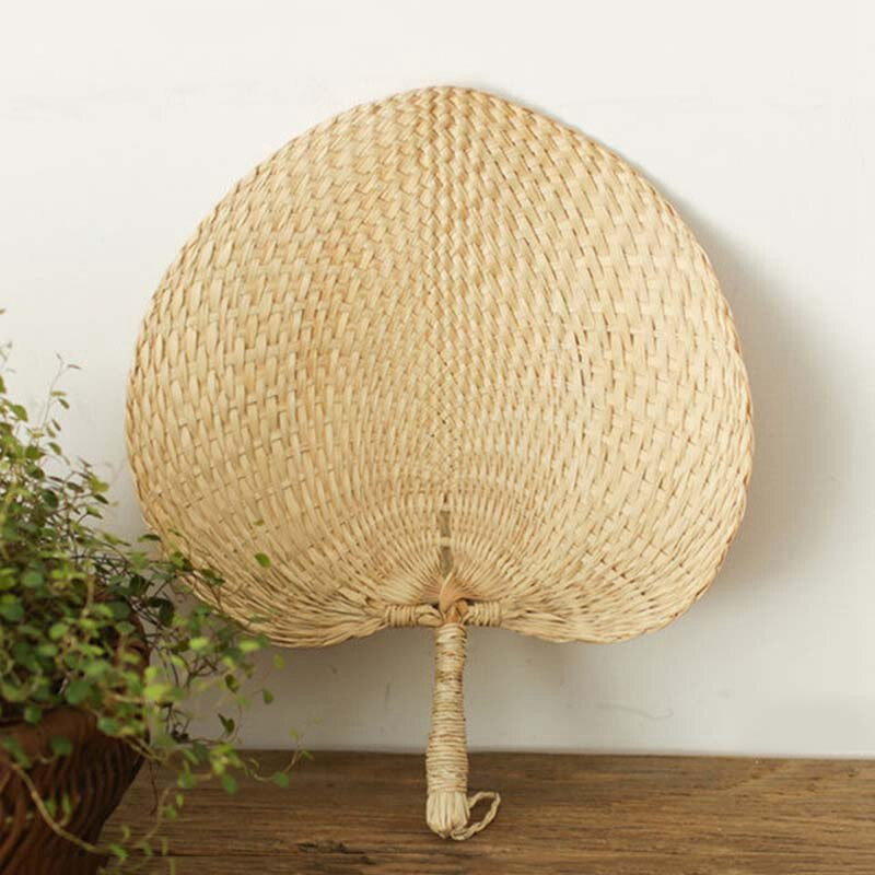 2X Cool baba szúnyogriasztó ventilátor nyári kézikönyv szalma kézi legyezők Palm Leaf