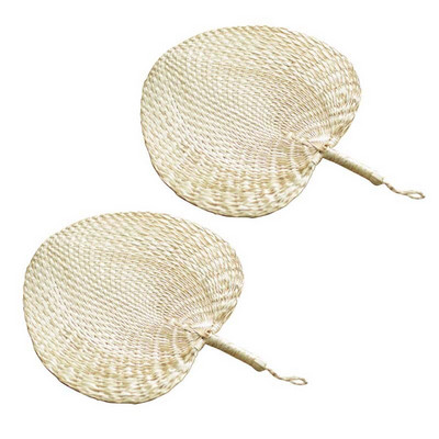 2X Cool Baby Suquito Repellent Fan Summer Manual Straw Hand Fans Fans Palm Leaf